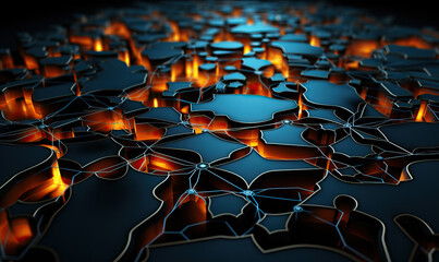 Wall Mural - dark abstract futuristic background with orange highlight.