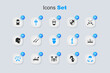 © Iryna - Set Medieval helmet, arrows, axe, Crossed battle hammers, King crown, and icon. Vector