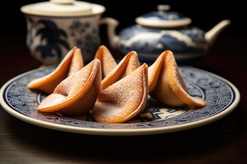 Wall Mural - close-up of fortune cookies on a plate