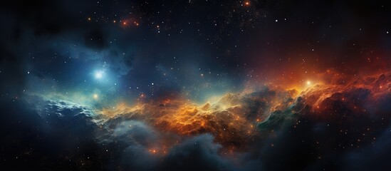 Wall Mural - colorful extraterrestrial galaxy nebulae and stars illuminate the mysterious night sky creating a me