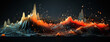 Rhythmic waves with lava mountain effect wide horizontal web banner