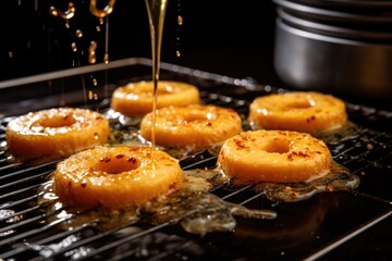 Sticker - raw donuts ready to be fried in deep, clean oil