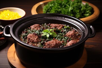 Poster - brazilian feijoada in a black clay pot