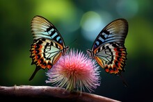 Two Butterflies Resting On A Flower