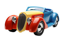 Beautiful Car Toy Of Color Yellow Purple And Red Isolated On Transparent Background PNG. Generative AI