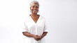 Portrait Senior african american woman background studio, concept people remission after disease cancer chemotherapy