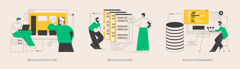 Database storage abstract concept vector illustrations.