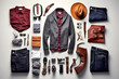 knolling of fashion clothes for men
