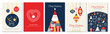 © FourLeafLover - Merry Christmas retro folk art Vector card Template Collection