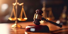 Legal Law Concept Image Gavel Bokeh. Law And Authority Lawyer Concept, Judgment Gavel Hammer In Court Courtroom For Crime Judgment Legislation And Judicial Decision.