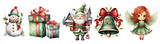 Fototapeta Dziecięca - Set of Christmas Theme Snowman Santa Claus watercolor illustration , Christmas Theme elegant  ,Christmas Theme Green color, Christmas The isolated transparent background, PNG. ,artwork graphic design.