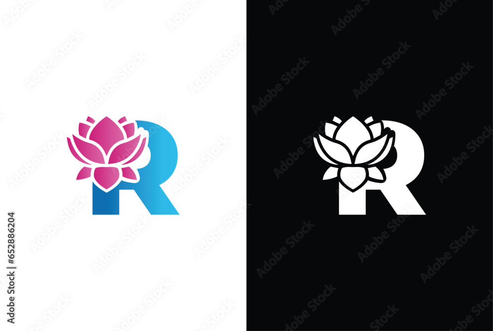 Letter R Lily Initial R lily flower logo. Letter R vector alphabet with lily flower ...