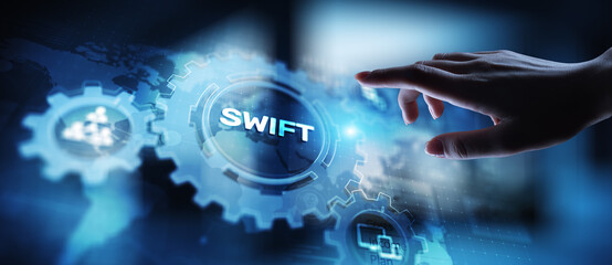 swift international payment system financial technology banking and money transfer concept on virtua