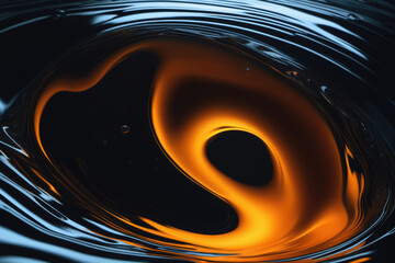 Wall Mural - dynamic liquid composition on black with abstract swirl..