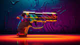 Fototapeta Perspektywa 3d - An abstract rainbow gradient game-themed gun skin