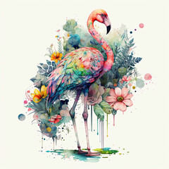 Wall Mural - Bird in watercolor painted for decoration