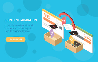 Wall Mural - horizontal content management isometric banner