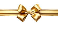Golden Ribbon And Bow Isolated Against Transparent Background
