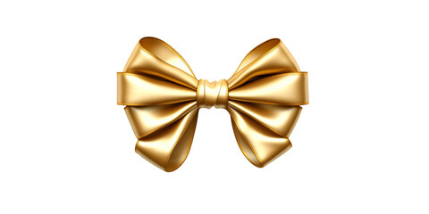 Wall Mural - golden ribbon and bow isolated against transparent background