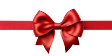 Red Ribbon And Bow  Isolated Against Transparent Background
