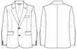 © Fathima Flats - Men's notch lapel Blazer Jacket suit flat sketch fashion illustration technical drawing with front and back view. Single breast double button coat suit