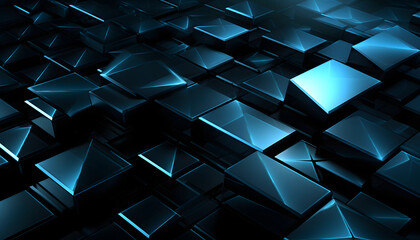 Wall Mural - 3d rendered blue glowing geometric shapes for modern and tech-inspired wallpapers, presentations, and digital designs