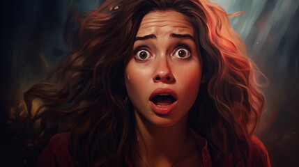 Wall Mural - Portrait of a shocked beautiful young woman