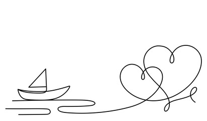 Wall Mural - heart love line art doodle. romance vector element