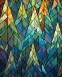 Abstract Stained Glass Pine Trees Background - Digital Illustration - Generative AI