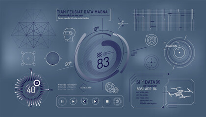 Wall Mural - set of infographic elements about virtual reality drone control.