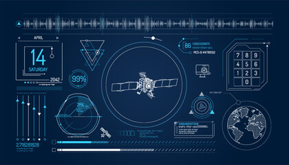 Wall Mural - set of infographic elements about satellite data entry.