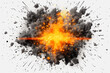Fire explosion against white background. AI Generative