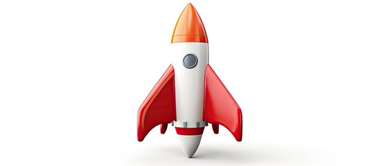 Poster - Isolated cartoon rocket on white background