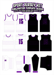 Wall Mural - Violet Curves Outline Jersey Design Sportswear Layout Template