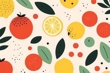 Sticker - A vibrant pattern featuring a variety of oranges, lemons, and leaves. This versatile image can be used for various projects and designs.