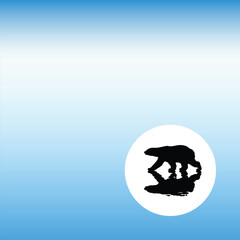Sticker - lonely polar bear walking on frozen lake. animal isolated silhouette