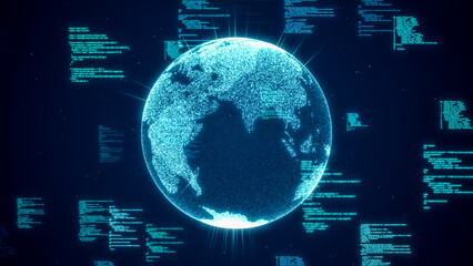 Wall Mural - worldwide international future internet information data, modern global business world technology co