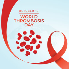 World Thrombosis Day vector design template good for celebration usage. red ribbon vector illustration. blood cell illustration. vector eps 10.