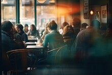 many people are sitting at the table in a coffee shop Generative AI