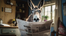 Shocked Donkey Reading A Newspaper