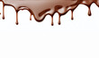 Melt dark or milk chocolate on cake top isolated on white background