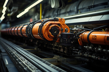 Poster - A robotic crawler inspecting the interior of pipelines. Generative Ai.