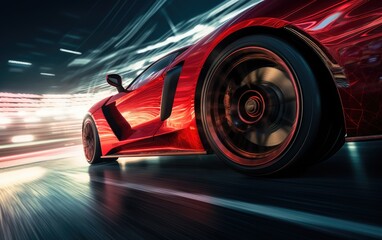 Wall Mural - Dramatic shot of a race car just before entering a chicane. Generative AI