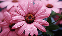 Vibrant Colors Of Nature: Close Up Of A Wet, Purple Daisy Generated By AI