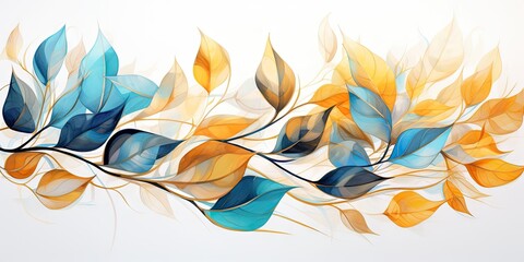 Wall Mural - watercolor leaves, abstract watercolor composition Generative AI