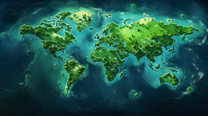 world map, green concept, environment care