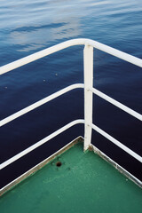 Wall Mural - A metal railing of an old ferry on Lake Mjosa.