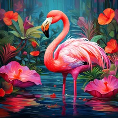 Wall Mural - flamingo illustration art design