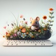Digital Board mouse keyboard cartoon characters flowers grass study with popular ui style enough white space around high resolution 