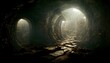 underground ancient tunnel alien writings octane render unreal engine photorealistic intricate 
